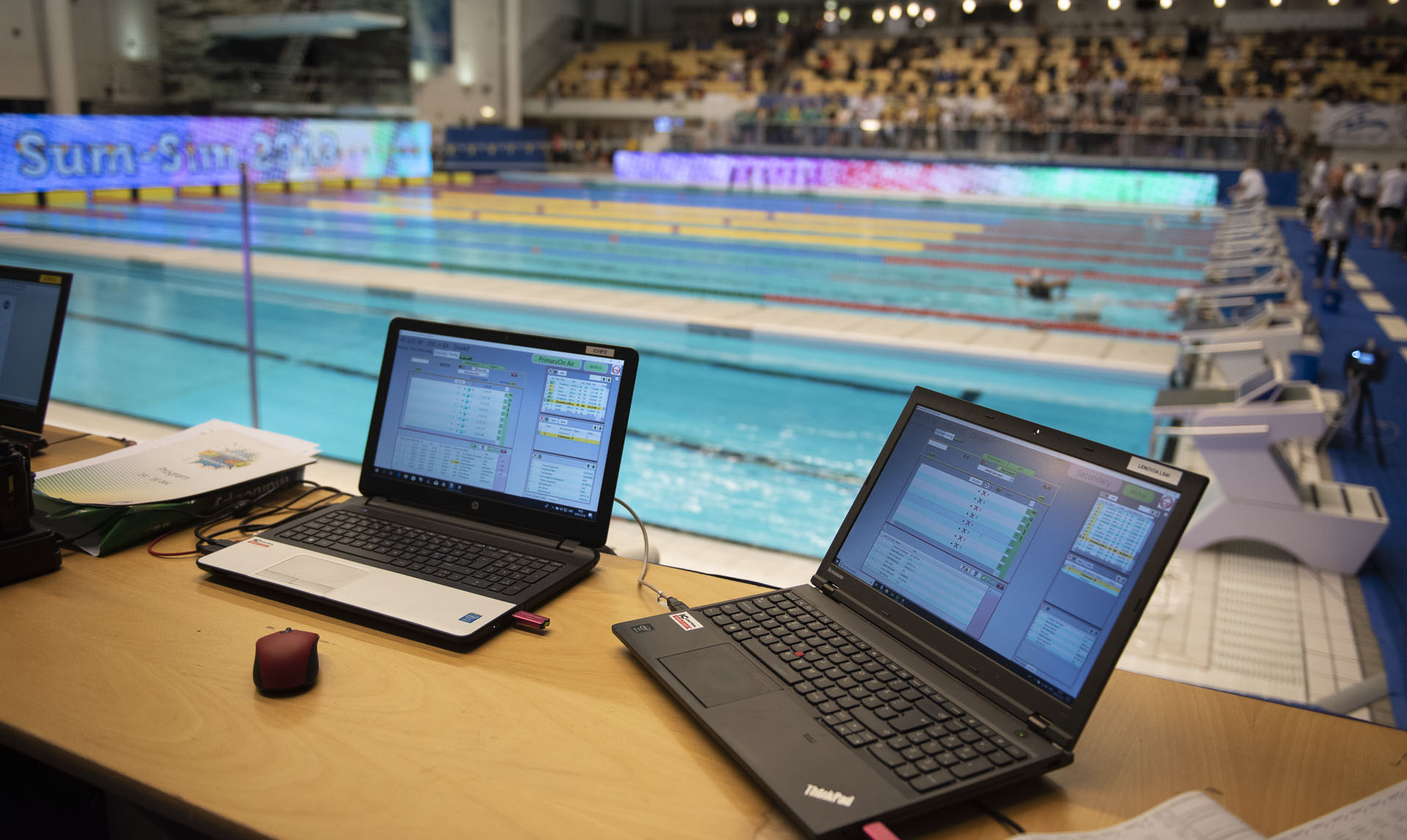 Image showing timekeeping computers at a swimming competition